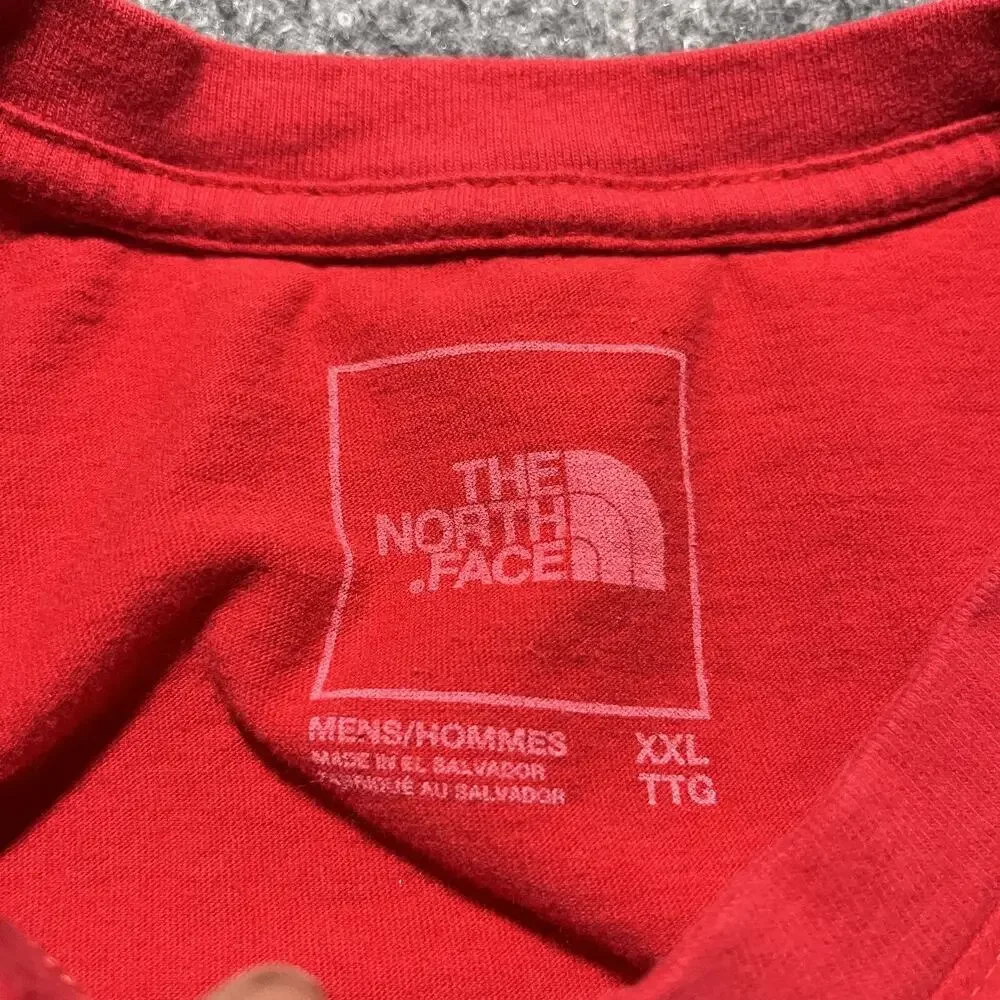 North Face T Shirt Mens XXL Red Logo USA Climbing Hiking Short Sleeve Cotton